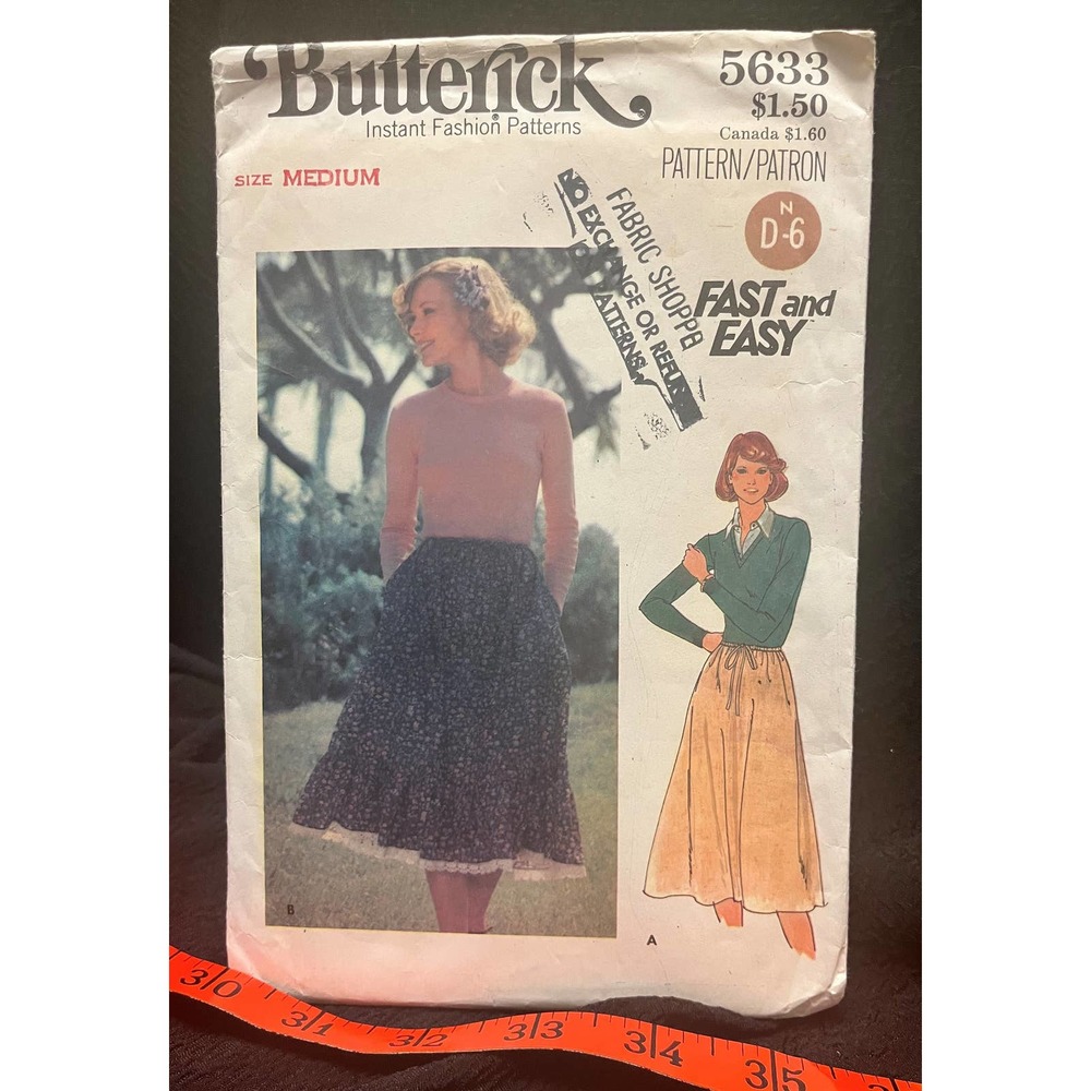 Butterick 5633 Size Medium Simple Misses Slightly Flared Skirt Fast and Easy